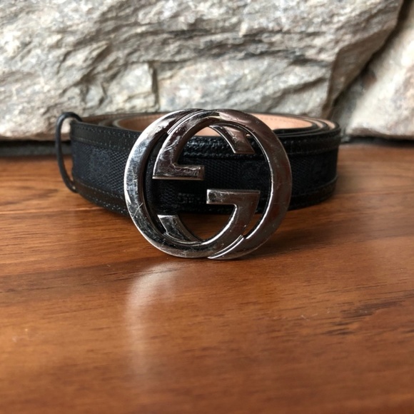 Gucci Accessories - Black Gucci GG Belt with Leather Trim
